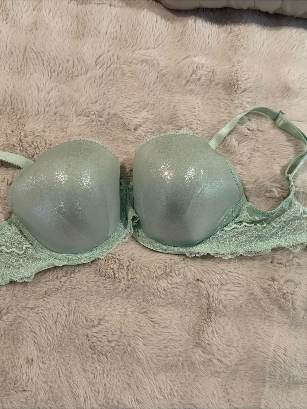 Victoria's Secret Shimmery Mint Lace Push-Up Bra
